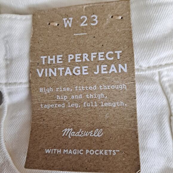 NWT Madewell The Perfect Vintage Jeans Tapered Leg Tile White Women's Size 23 - Picture 14 of 14